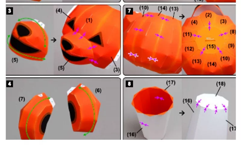 Miễn phí vận chuyển Halloween gấu bông mua sắm giỏ quà túi quà hộp kẹo 3D mô hình giấy tự làm với hướng dẫn cho hơn 68 - Mô hình giấy