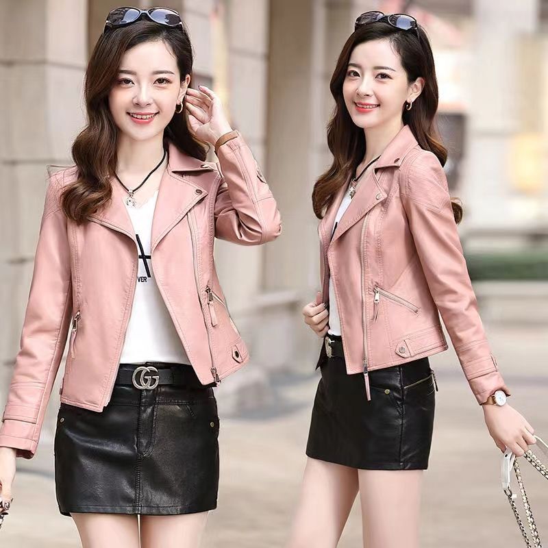 High-End Genuine Leather Women's Short Jacket 2025 New Spring and Autumn Sheepskin Jacket Slim Fit Pink Top