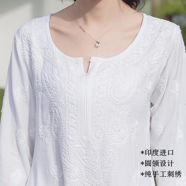 Indian imported yoga conserved master suit pure handmade embroidered long gown pure cotton spring summer style suit woman 2019