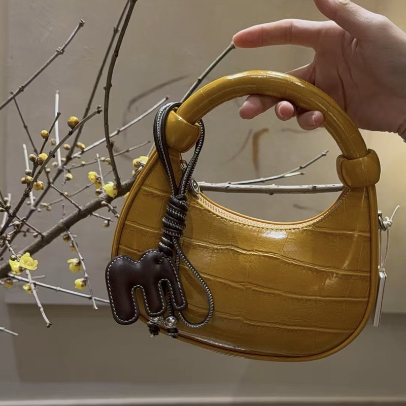 2026 New Fashion Versatile Shoulder Bag, Handbag, Crossbody Bag, Niche Design Moon Bag, Stone Pattern Crescent Bag