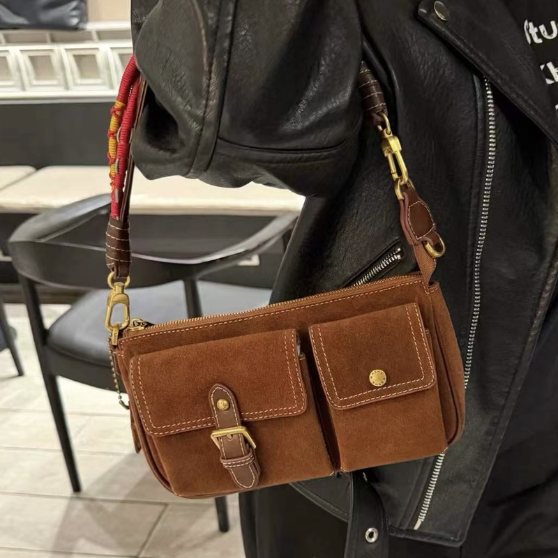 2026 New Fashion Versatile Shoulder Crossbody Bag Niche Biker Handbag Matte Leather Large Capacity Tote Bag