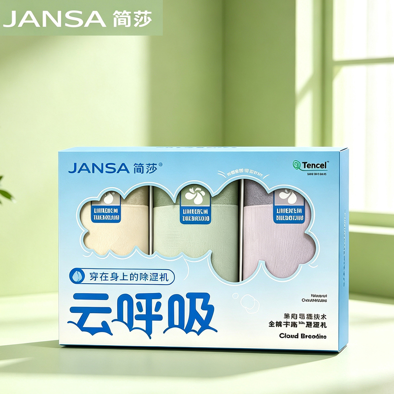 Jiansha Men's Underwear 8035 Cloud Breath Modal Mid-Waist Boxer Briefs 3-Pack Boxed Cool Breathable Shorts