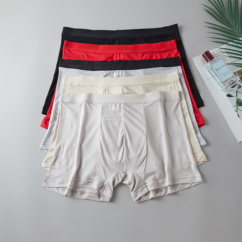 100% Mulberry Silk Men's Underwear, 42-Gauge Double-Sided Knit, Soft, Delicate, More Breathable, Silk Skin-Nourishing Boxer Briefs