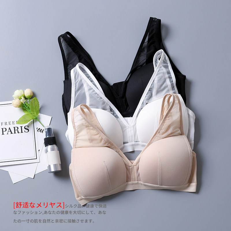 Thin section without steel ring full cup mulberry silk lingerie sexy mesh yarn clairvoyant breathable poly-woo genuine silk bra