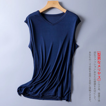 New mens knit genuine silk V collar wide shoulder vest pure color mulberry silk undershirt sports casual sweatshirt sweatshirt
