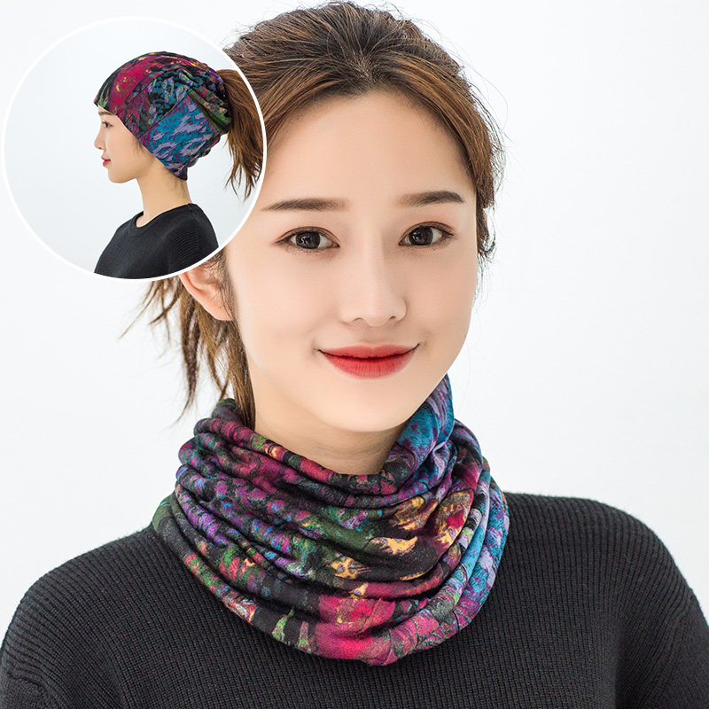Autumn and winter double wool multi-purpose hat scarf warm headscarf women's pullover collar outdoor windproof fake collar
