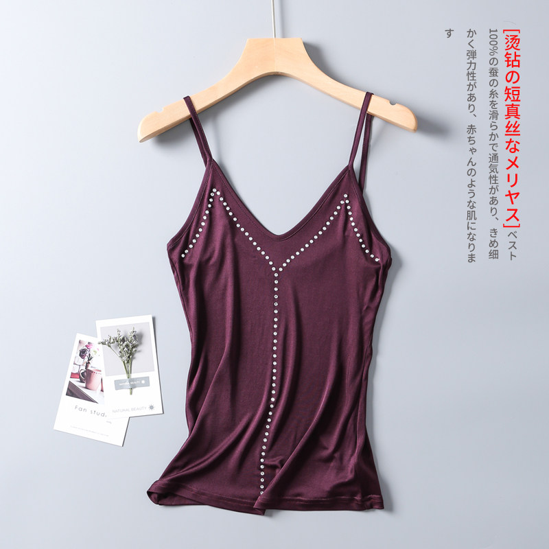 New upscale real silk scalding with small harnesses natural mulberry silk internal hitch bottom-shirt 100 lapped thin-style vest blouse