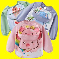 Baby Eating Hood Clothing Baby Anti Dirty Waterproof Autumn Winter Long Sleeve Anti-Dress Cartoon Male And Female Child Apron Apron Drawing Protective Clothing