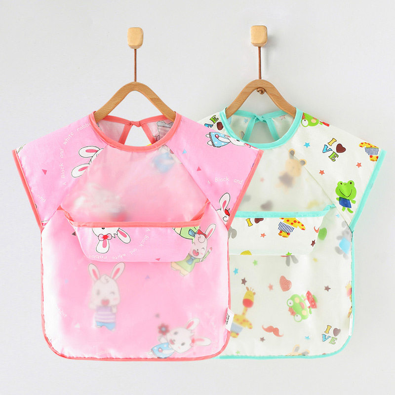 Children's clothes for men and women to eat around summer thin short sleeves cotton baby and toddler food and toddler painting garment