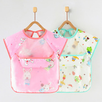 Childrens hood Mens and womens baby eating surrounding pockets Summer thin short sleeves pure cotton infant food meal for food and clothing