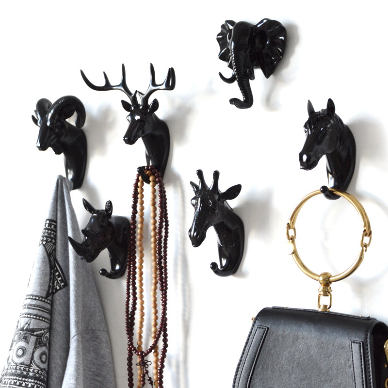 Creative key hook coat hook living room entrance door rack wall hanging coat hook cute animal decoration sticky hook