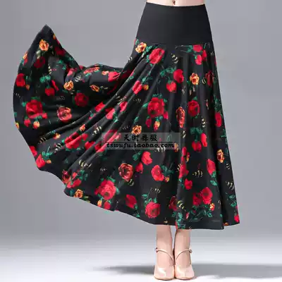 Modern national standard social dance dress square classical dance Chinese dance rose dress new Waltz dance dress big swing dress