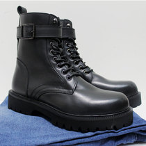 High-gang boots male cows skin waterproof Martin boots cycling boots locomotive boots zipper ultra-light thick outdoor tactical boots