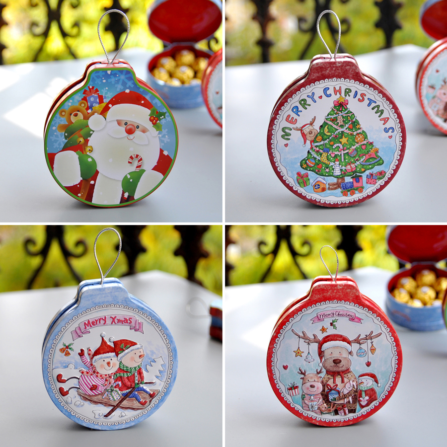 Christmas jar bell gift box cartoon cover round candy cartridge packaging box small iron box candy box