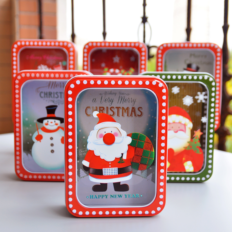 Rectangular Skylight Transparent Christmas Iron Box Stick Candy Tunic Cookie Packaging Iron Box Egg Yolk Crisp Gift Box