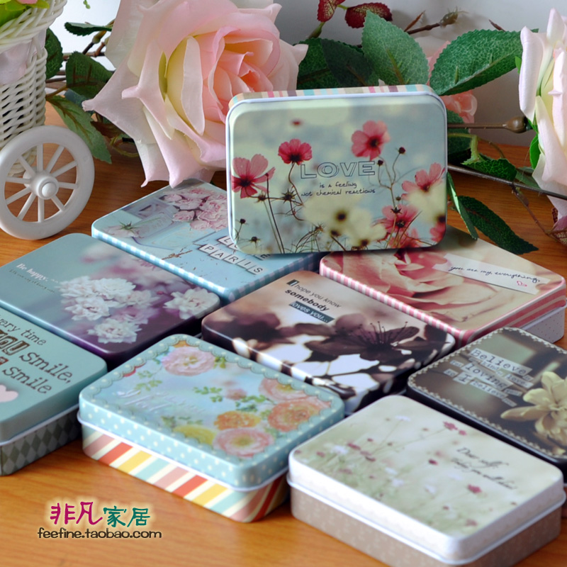 Recommended Flowers Series Iron Box Collection Box of Sugar Small Box of Cigarette Cards Chocolate Poker Box