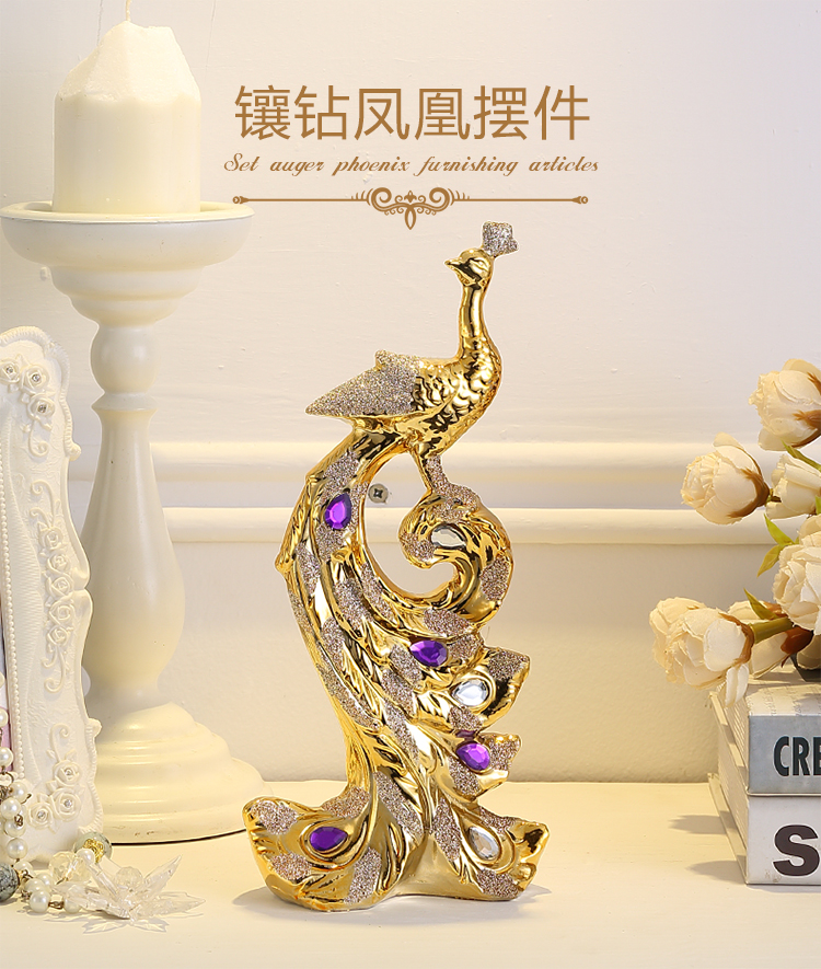 Phượng hoàng sang trọng nhỏ trang sức sáng tạo gốm thủ công quà tặng đám cưới nhà phòng khách con công đồ trang trí hiên trang trí phòng khách nhà ống