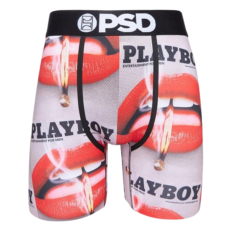 Psd Trendy Brand Men's Underwear with Personalized Print, Ice Silk, Sports Quick-Dry Breathable Crotch, Tight-Fitting Boxer Shorts, Anti-Chafing