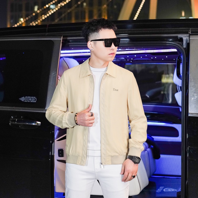 High-End Spring New Product Tencel Linen Lapel Executive Style Beige Jacket Fashionable Light Luxury Coat for Men Gl611