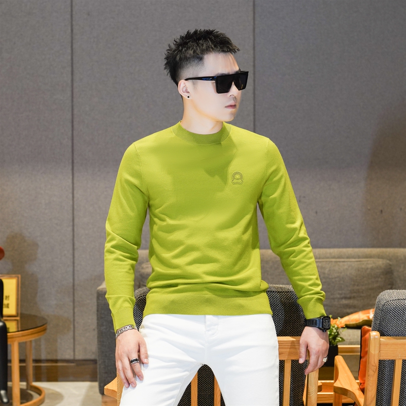 2026 Autumn/Winter New Men's High-End Fashion Casual Autumn Green Wool Sweater Slim Fit Knitwear Sweater for Men G102 2026 Autumn/Winter New Men's High-End Fashion Casual Autumn Green Wool Sweater Slim Fit Knitwear Sweater for Men G102