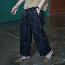 Burst with new heavy satin color double layer genuine silk scents silky lady western dress pants tightness waist high waist wide leggings pants