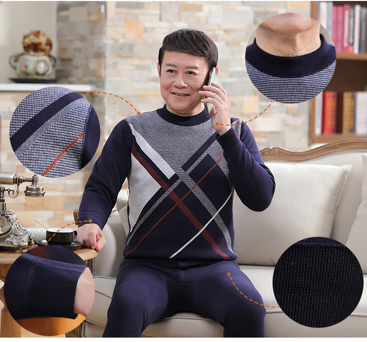 Bộ đồ lót nhiệt trung niên và nhung dày đặt miếng vải cotton cổ cao nửa đầu gối cộng với phân bón XL mặc đồ bộ nữ