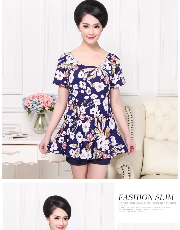 Bộ đồ bơi nữ mẹ trung niên dính liền bảo thủ che bụng thon gọn áo tắm nóng mùa xuân áo tắm cỡ lớn các loại đồ bơi cho nữ