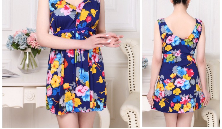 Áo tắm trung niên nữ bảo thủ một mảnh kiểu váy phẳng góc che bụng bầu nóng bỏng của mẹ trung niên kích thước lớn áo bơi trẻ em