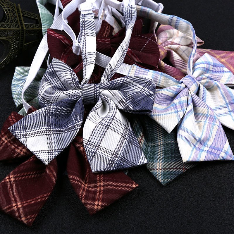 Original JK Tie Female Grid Japanese uniform shirt sailor clothes College wind - free butterfly knot school clothing