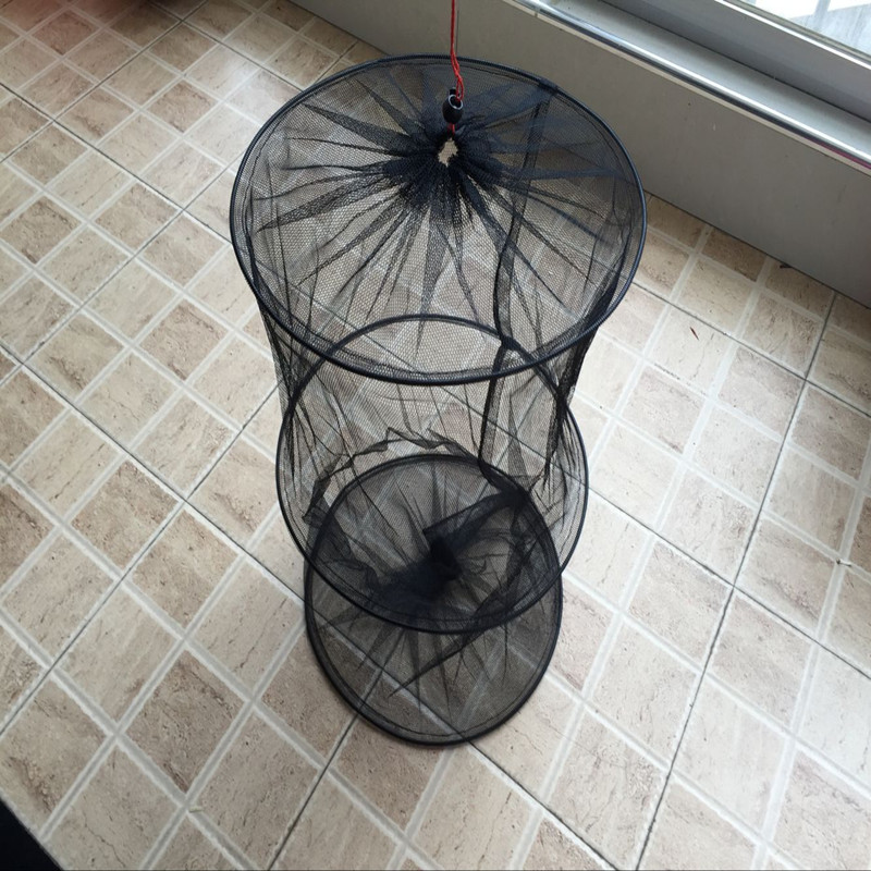 Clothing Fish Mesh Pocket Clothing Fish Bag With Buckle Triple Fish Protect Three Rings Small Fish Cage Hanging Fish Protect Fish Basket Fishing Net Bag Fish Cage