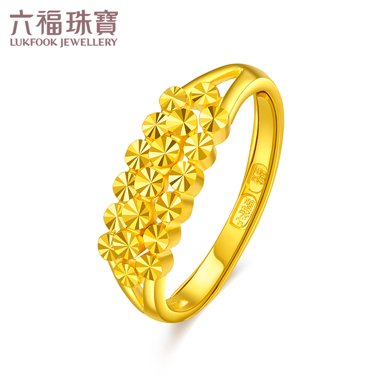 Lukfook jewelry gold ring exquisite sparkle women's pure gold ring gold jewelry price B01TBGR0003