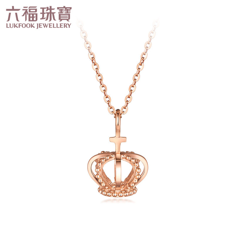 Liufu jewelry 18k gold necklace Vintage crown color gold pendant set chain L18TBKN0045R