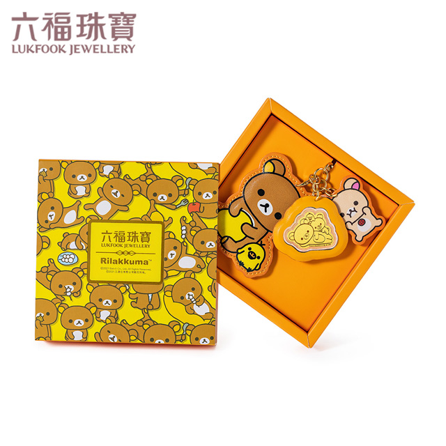 六福珠宝轻松小熊系列黄金摆件足金挂坠纪念金章定价HNA10088