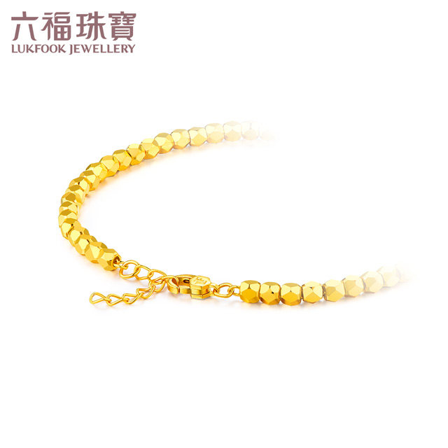 【店庆特惠】六福珠宝蹦迪珠黄金手链女时尚5G光影金足金手链计价L19TBGB0001【1V1直播看货】
