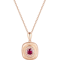 Lukfook Jewelry Light Flow 18K Gold Diamond Ruby Necklace Set for Women Pricing G22DSKN0006R