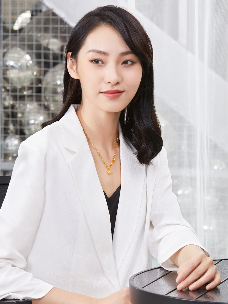 六福珠宝有球币应黄金项链女小金球吊坠光影金套链计价GJGTBN0003【联系客服补货】