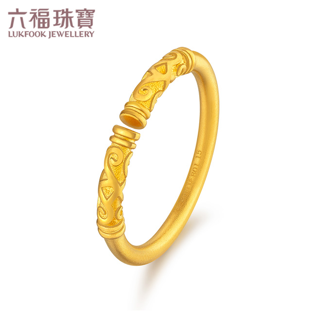六福珠宝黄金戒指女足金福满传家金箍棒开口戒计价B01TBGR0028【联系客服补货】