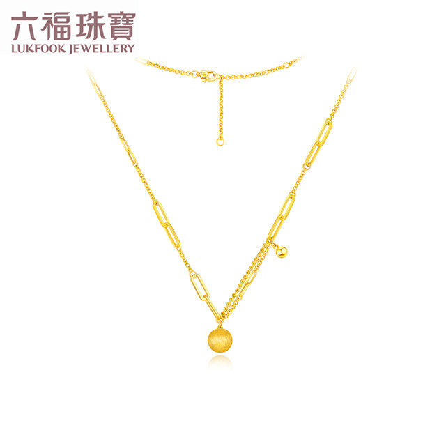 六福珠宝有球币应黄金项链女小金球吊坠光影金套链计价GJGTBN0003【联系客服补货】