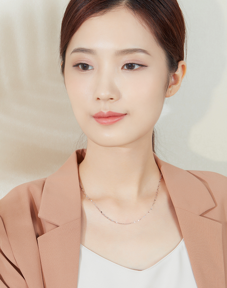 六福珠宝闪片铂金项链铂950女双层瓦片链白金素链计价L19TBPN0003