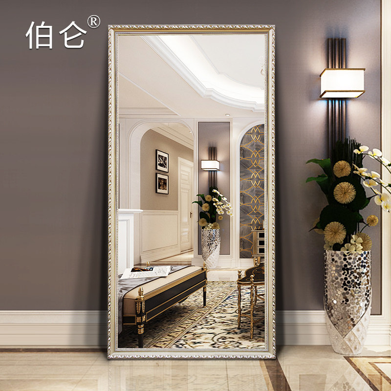 Burun Eurostyle Solid Wood Full-body Mirror Hanging Wall Home Floor Full Body Mirror Retro Sculpted Full Body Mirror Explosion Proof Big Mirror