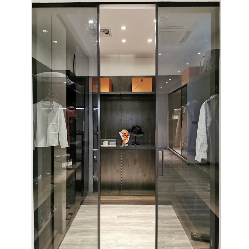 Minimalist light lavish glass door wardrobe door hanging door narrow side aluminium frame glass door glass cabinet-Taobao