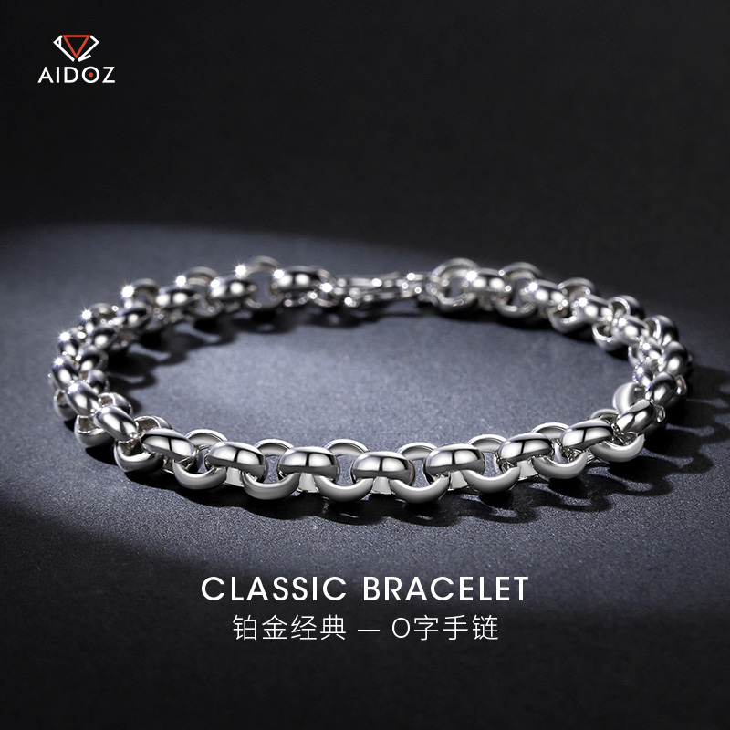 PT950 Platinum Handmade Male gold Platinum Fashion Round Men's Hand Decorated 100 hitch is big and coarse