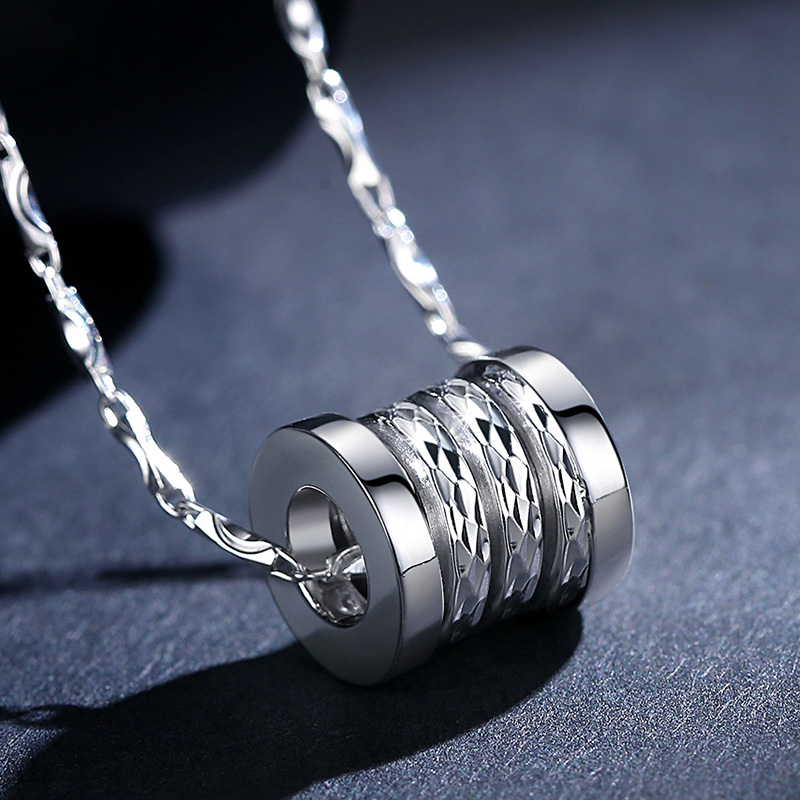 pt950 Platinum spring necklace Men's white gold pendant Trendsetter transporter bead pendant Clavicle chain Couple pendant Trendsetter