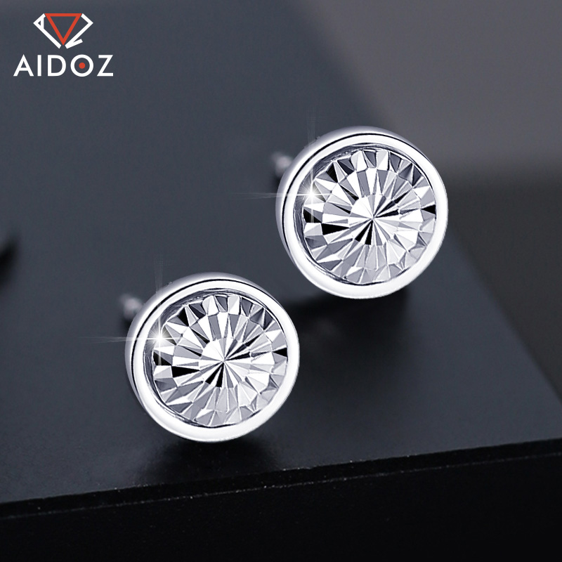 Love Dordrill pt950 Platinum Earshot Woman White Gold Fashion Shiny Circle Earrings Diamond Effect Single Ear Needle Man