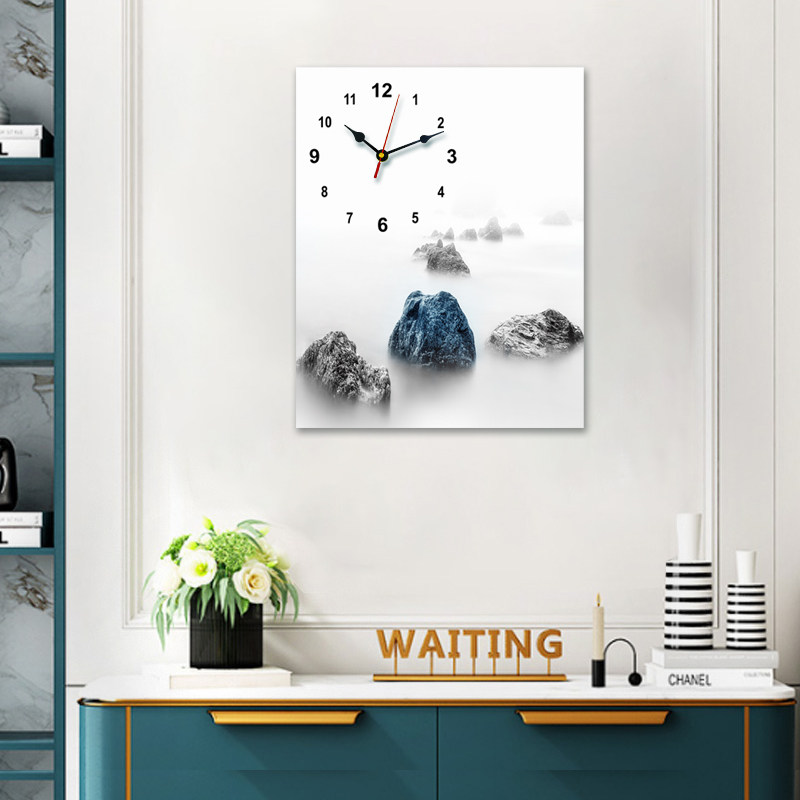 Modern simple dining room decoration painting living room meter box cover free hole hanging painting frameless painting wall clock creative mural