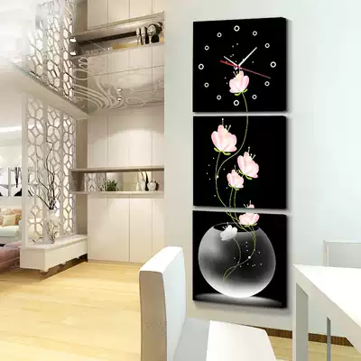 Modern entrance entrance decorative painting living room triple frameless painting clock vertical painting meter box shielding box murals