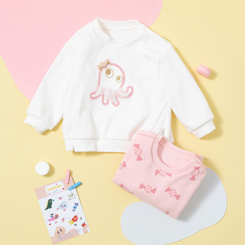 Ballabala baby necropolis plus suede 2021 winter dress new female baby sweet blouse 200421100004