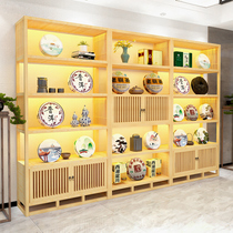New Chinese tea shelf tea cake cabinet display stand solid wood ancient rack tobacco and alcohol display cabinet multi-functional antique display cabinet