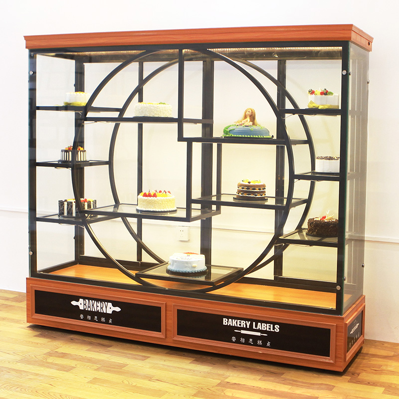 Cake Display Cabinet Wrought Iron Glass Shelf Baking Bread Cabinet