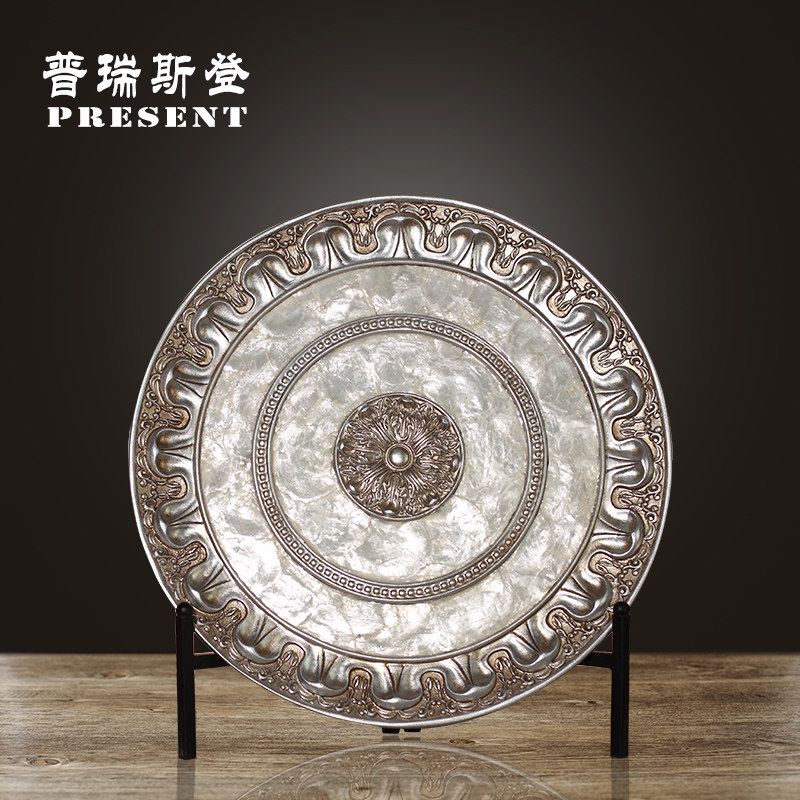 European-style shell pearl glass with bracket decorative plate Home decoration Entrance decoration Living room decoration